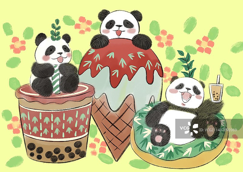 熊猫下午茶图片素材