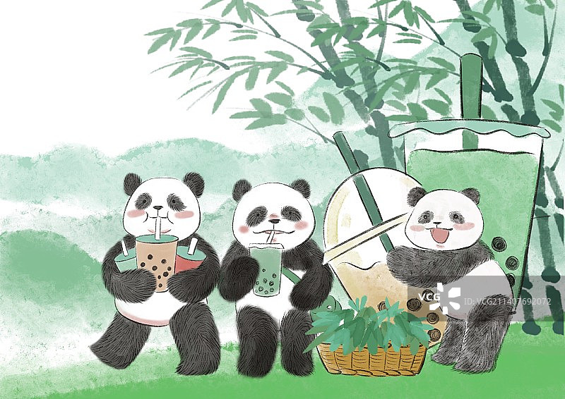 熊猫饮品店图片素材