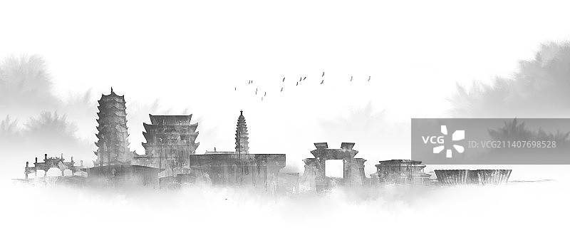 亳州城市建筑插画图片素材