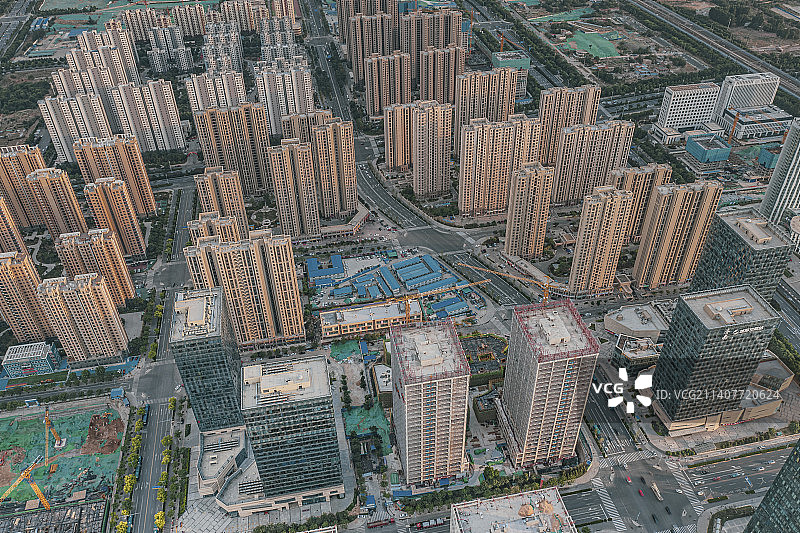 航拍济南西站附近楼盘图片素材