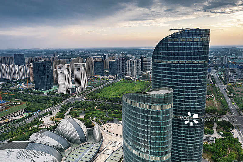 航拍山东省会大剧院风光图片素材