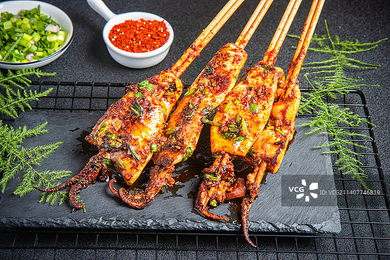 烧烤大鱿鱼图片素材