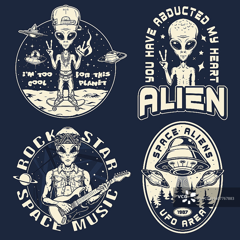 外星人主题单色海报图片素材