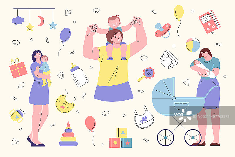 母爱场景和婴儿元素图片素材