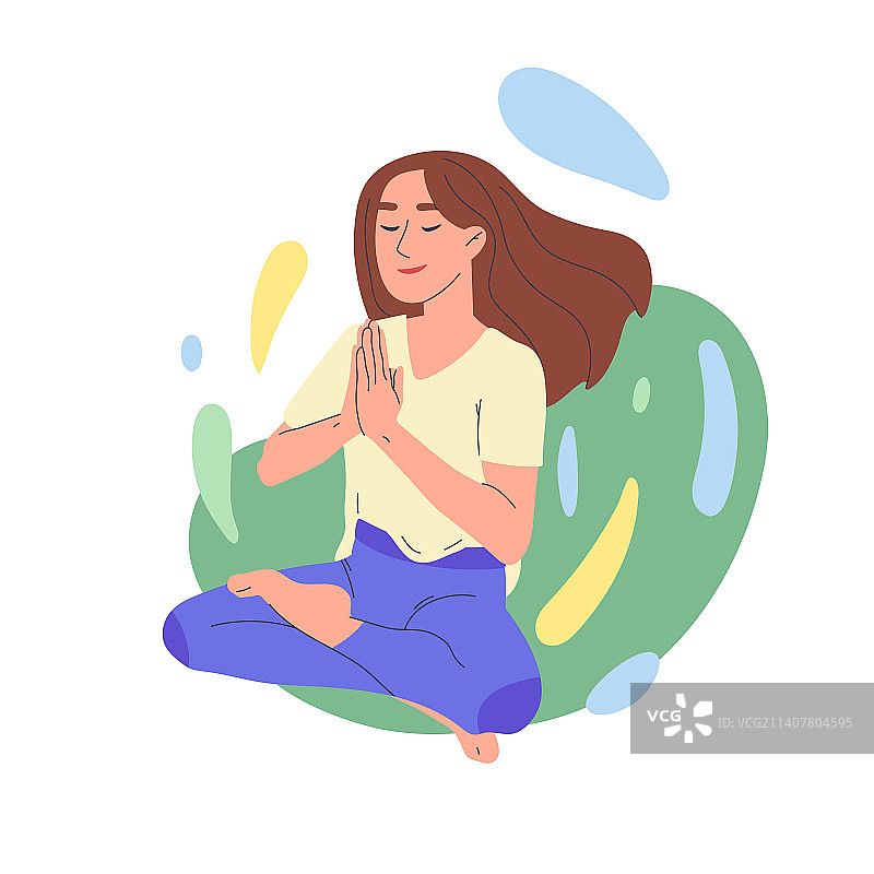 冥想瑜伽练习：女性呼吸训练图片素材