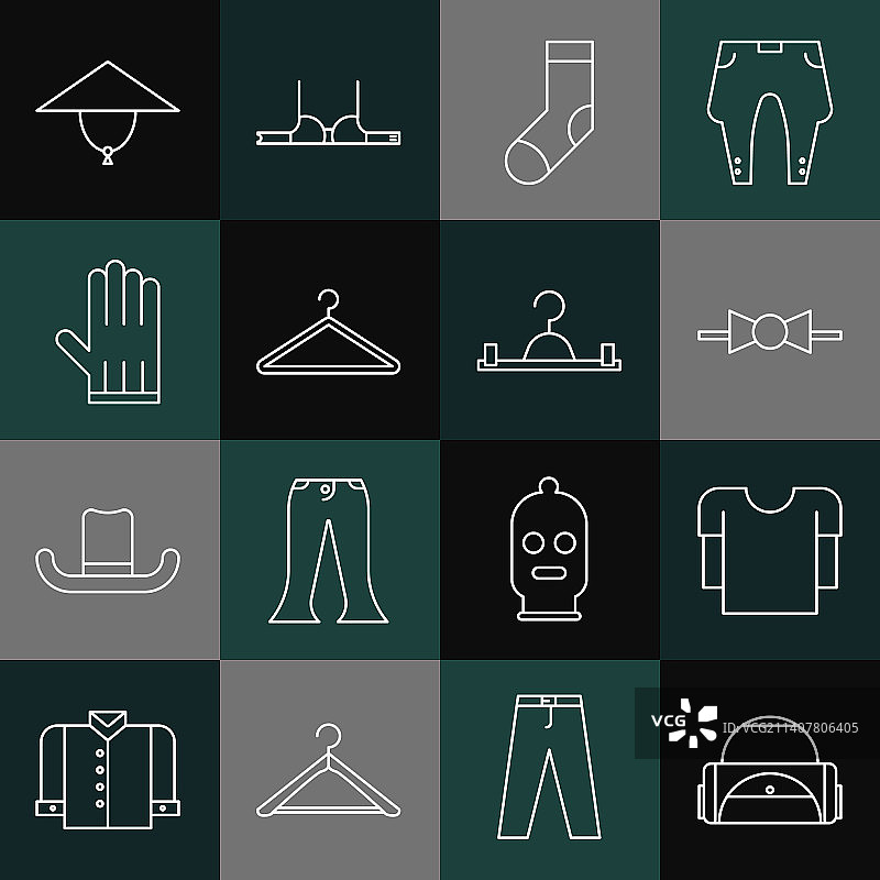 运动套装线条元素：运动包、长袖衬衫、领结图片素材