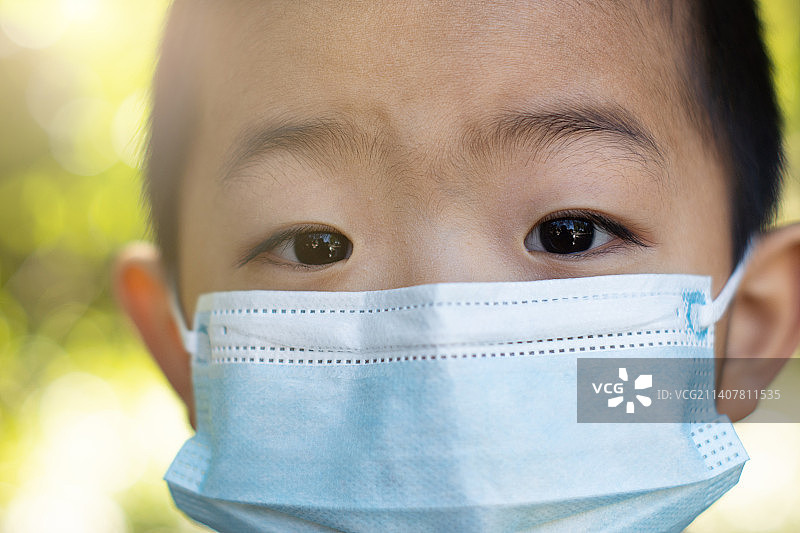 中国人小朋友戴口罩测温核酸检测安全防护图片素材