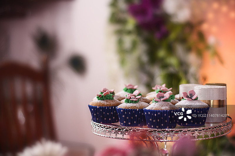 婚礼上的纸杯蛋糕照片，毛里求斯图片素材