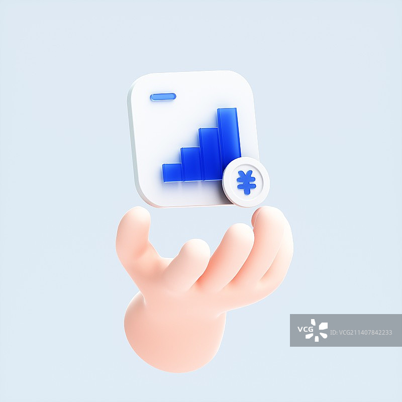 3D渲染的可爱小手与模型图片素材