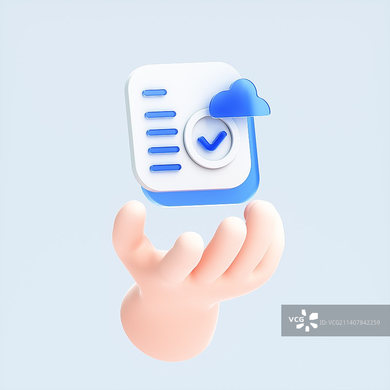 3D渲染的可爱小手与模型图片素材