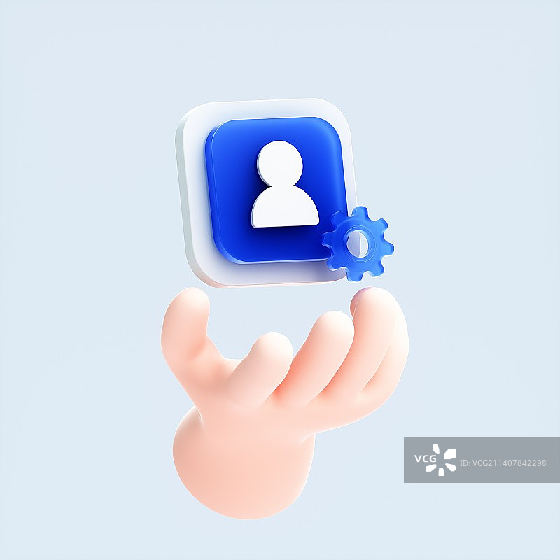 3D渲染的可爱小手与模型图片素材
