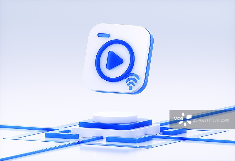 3D渲染的蓝色图标图片素材