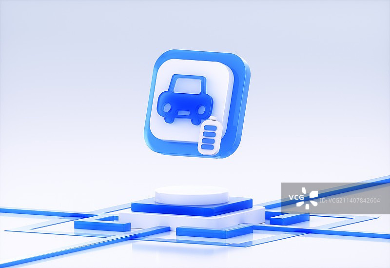 3D渲染的蓝色图标图片素材