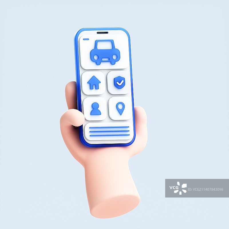 3D渲染的可爱小手和手机图片素材