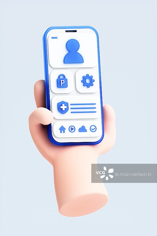 3D渲染的可爱小手和手机图片素材