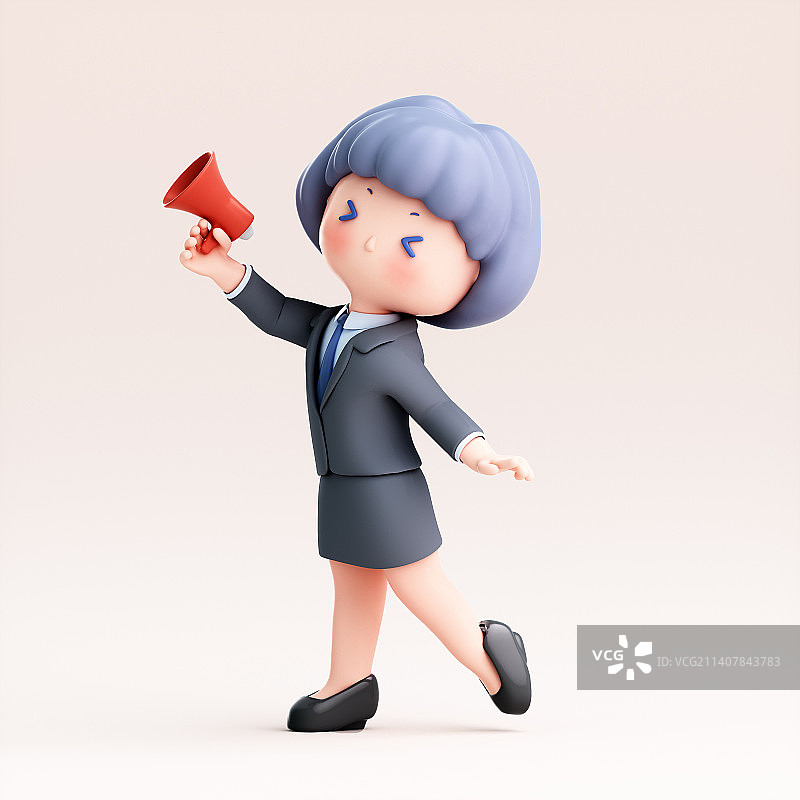 3D渲染的可爱商务女孩图片素材