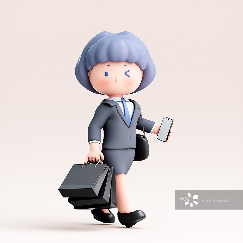 3D渲染的可爱商务女孩图片素材