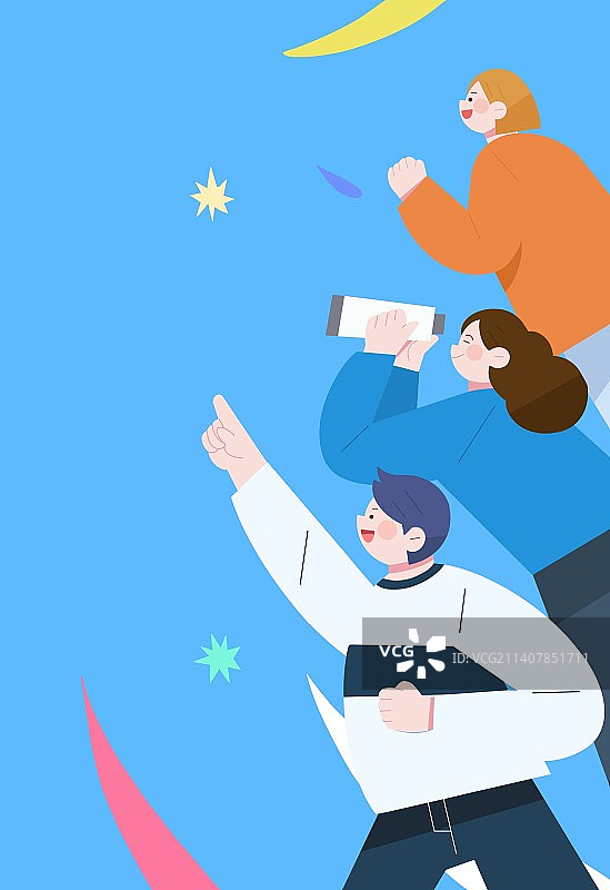 被主题吸引的年轻人群海报模板插画图片素材
