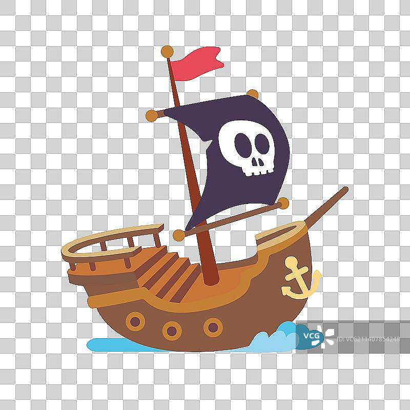 可爱海盗船 矢量透明背景图片素材