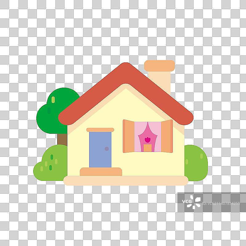 透明矢量可爱小房子图片素材