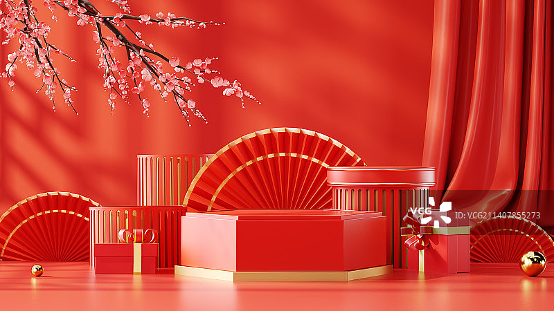 喜庆C4D插画场景图片素材