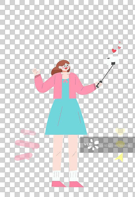 女生手机直播图片素材