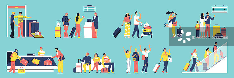 扁平风格机场场景图片素材