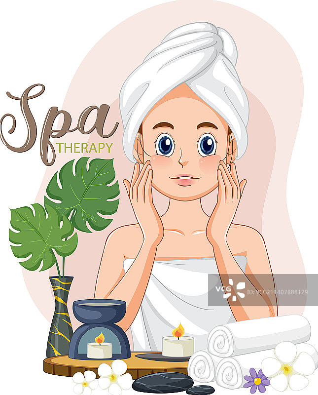 女子进行面膜护理图片素材