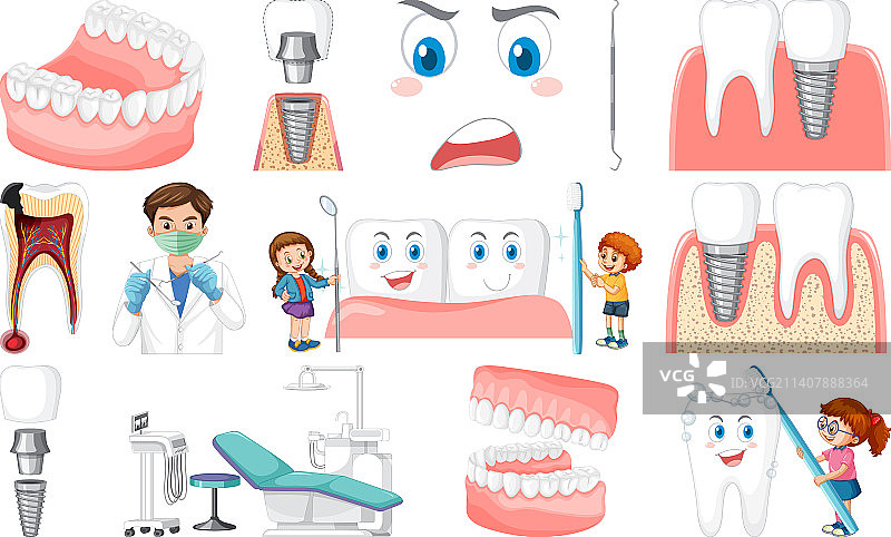 牙科设备与卡通人物合集图片素材