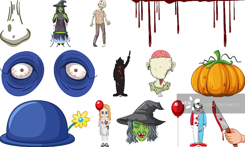 万圣节恐怖卡通元素图片素材