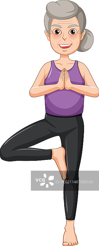 老妇人做瑜伽图片素材