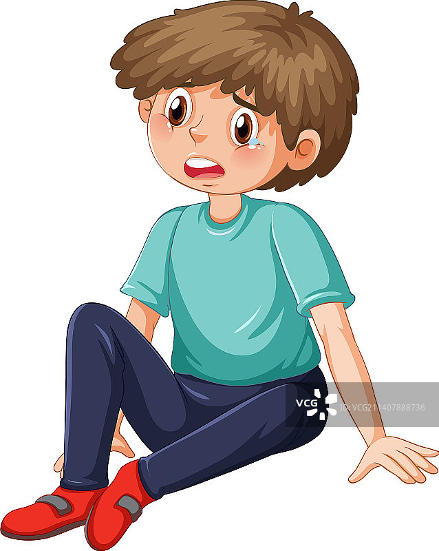 哭泣的年轻男人卡通人物图片素材