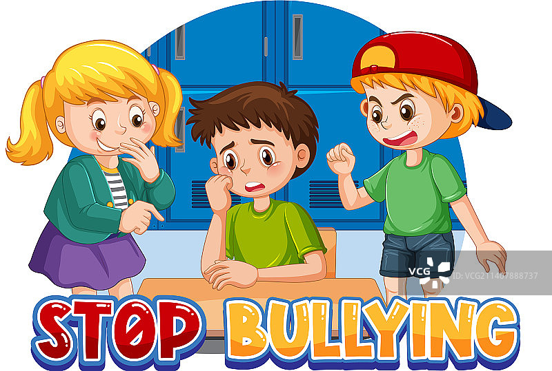 停止欺凌儿童文字设计图片素材