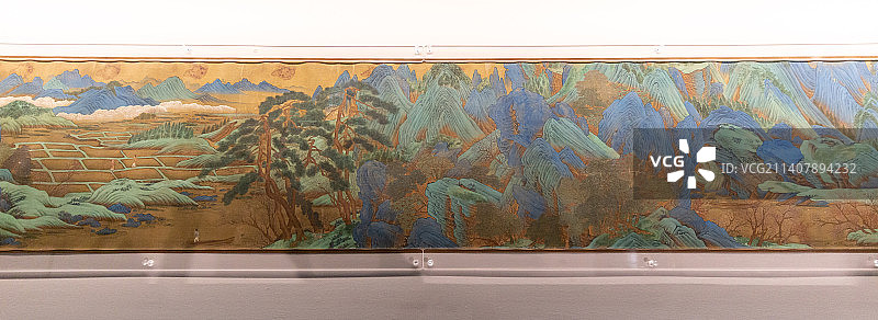 明人绘《桃源图卷》（明代，故宫博物院藏，取材于东晋陶渊明的《桃花源记》展现了文人理想中的田园生活）图片素材