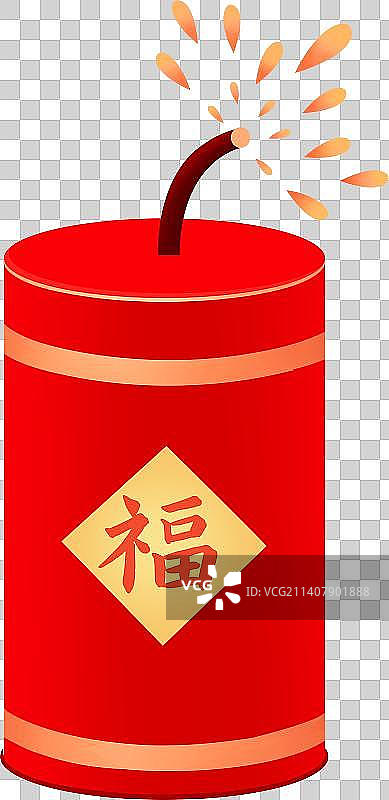 带福字的鞭炮爆竹插画元素，新年春节元宵节小年元旦中国结海报，新春佳节张灯结彩传统新潮金融传统节日图片素材