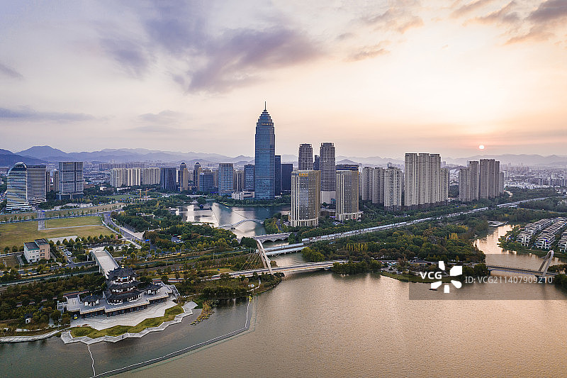 绍兴城市风光航拍图片素材