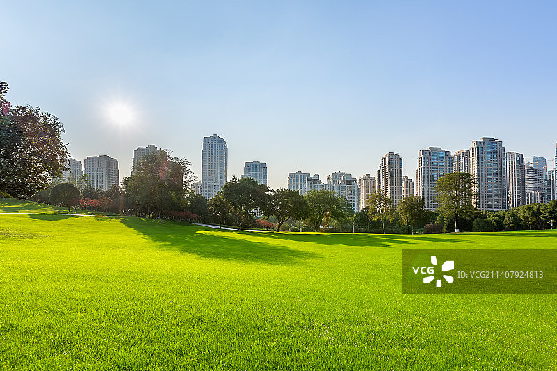 中国重庆渝北区中央公园的草坪图片素材