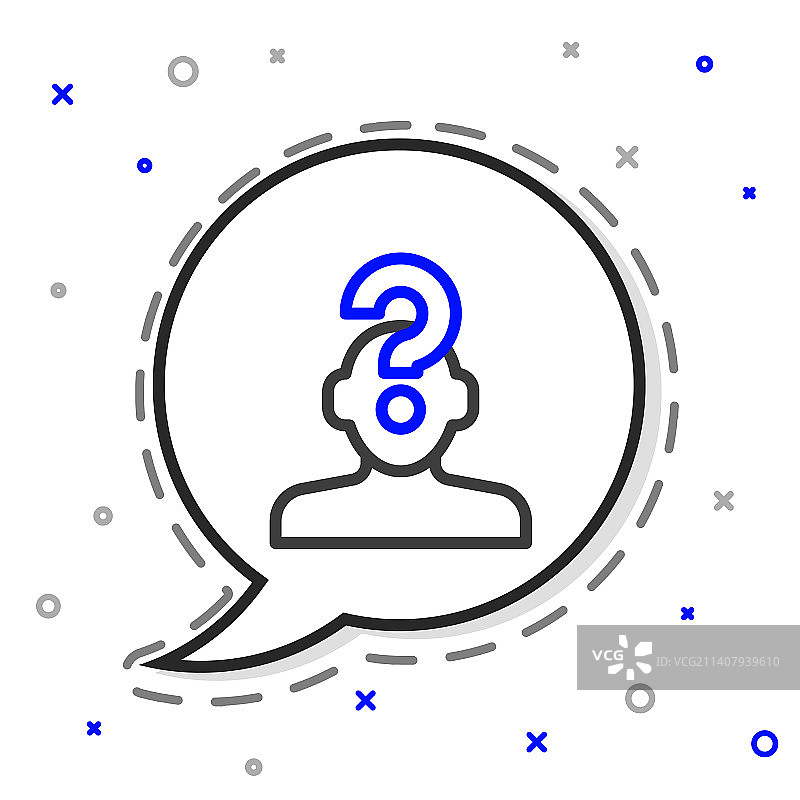 线条人头与问号图标图片素材