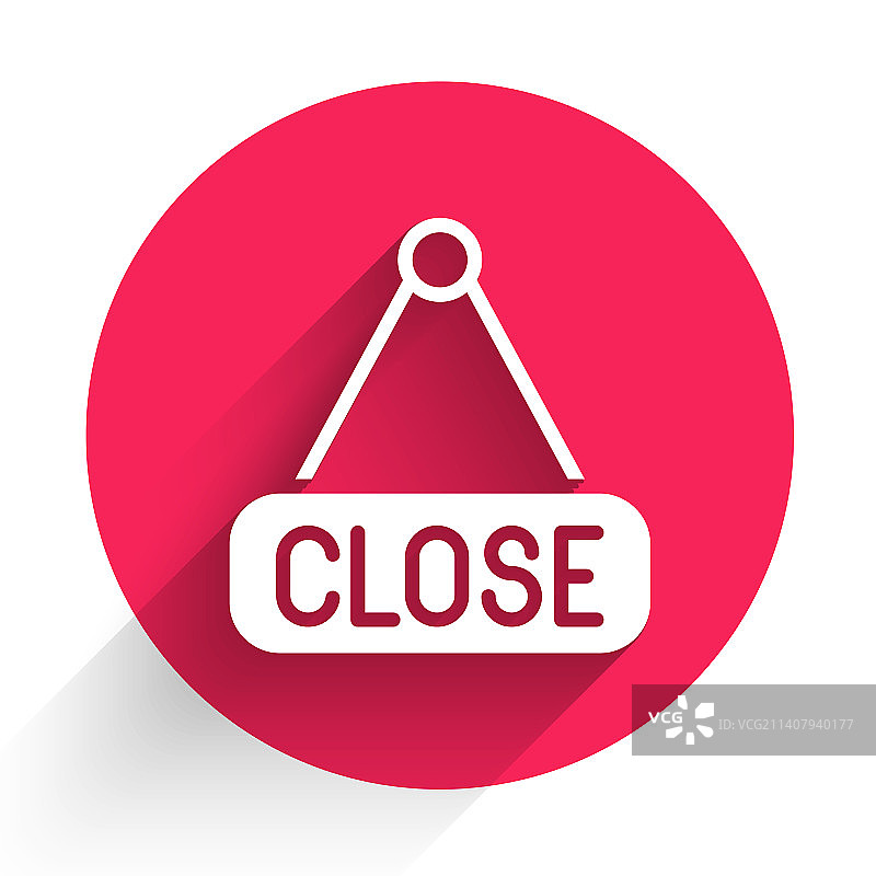 带有关闭图标文本的白色悬挂标志图片素材