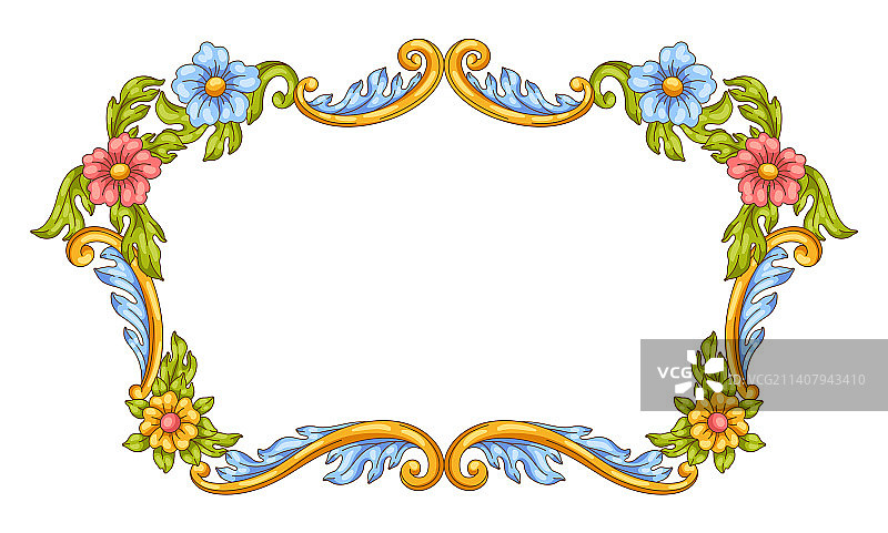 巴洛克风格的装饰花卉框架图片素材