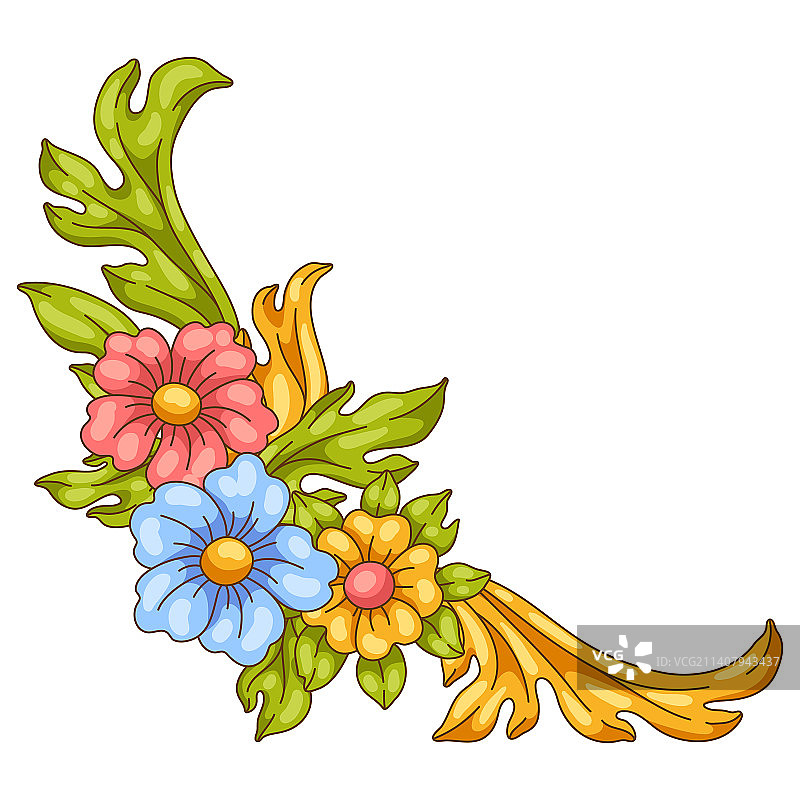 巴洛克风格装饰花卉元素图片素材