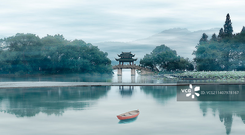 烟雨西湖图片素材