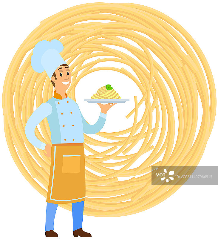 男厨师烹饪意大利面图片素材
