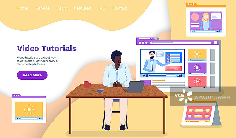 包含在线学习视频教程的网站图片素材