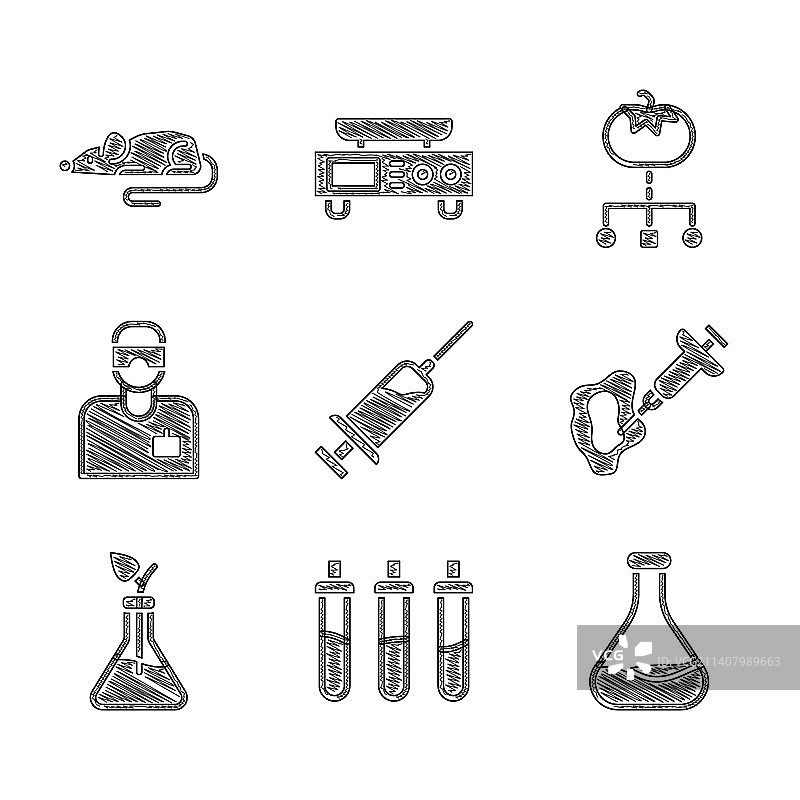 注射器试剂瓶试管烧瓶套装图片素材