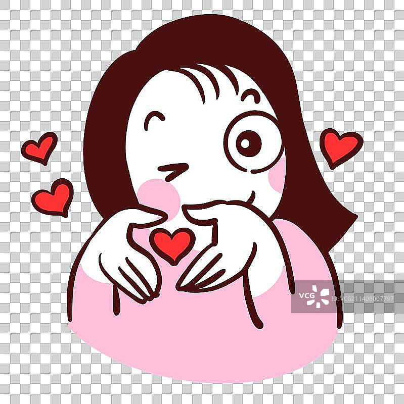 追星美少女表情包-比心图片素材