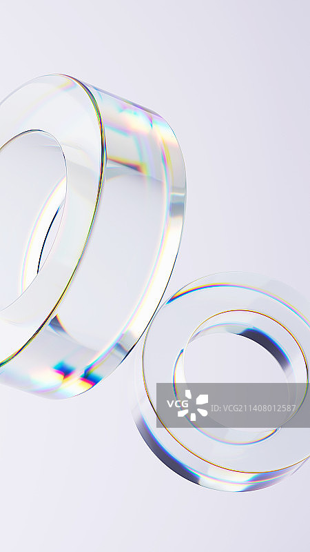 3D渲染亚克力玻璃圆环图片素材