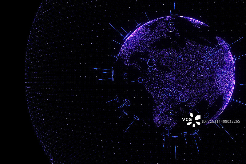 科技概念点线组成的抽象地球图片素材