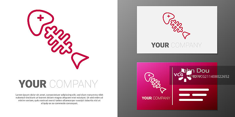 白色背景上的鱼骨骼线条标志图标图片素材