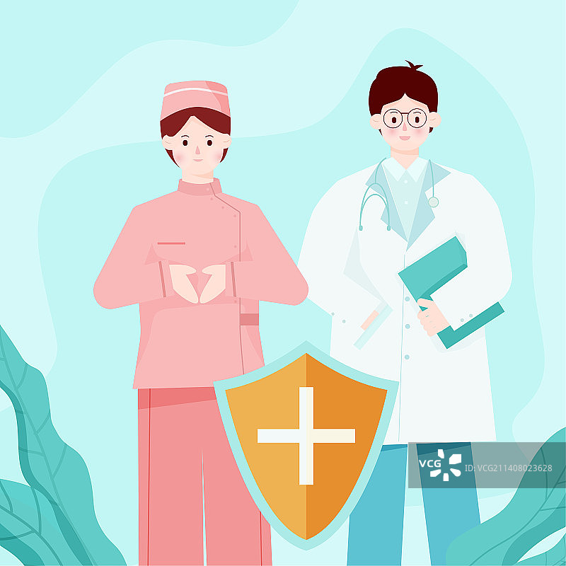 医疗团队医生护士扁平插画图片素材